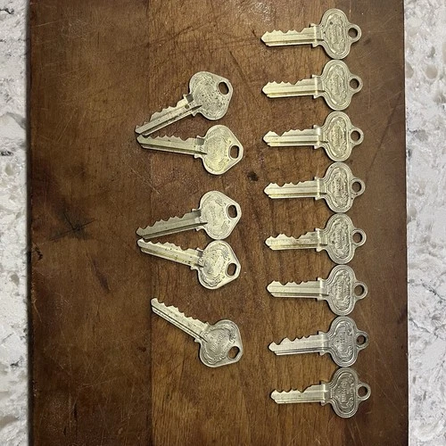 Lot of 13 Vintage Russwin Ornate Brass Keys – Crafts, Steampunk, Junk Journals - product listing photo