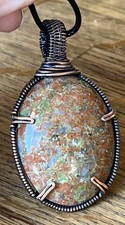 Unakite  Handmade Copper wire wrapped pendant jewelry 2e