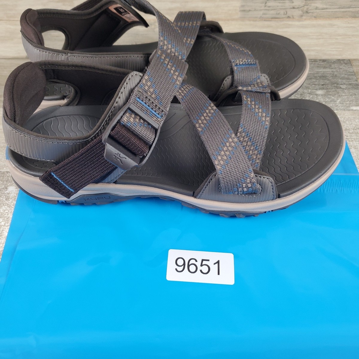 KURU Gray and Blue Men\'s Sandals Kuru Tread Mens Size 12 Blue Black Beach Walking Outdoor  main image 4