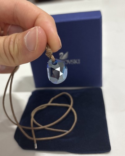 Genuine Swarovski Galet Blue Pendant Necklace Small - Picture 3 of 9