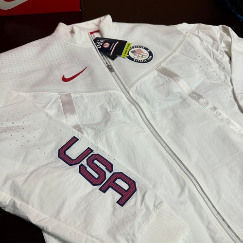 Nike Mens White CK4552-100 Team USA Full Zip Windbreaker Jacket Size XS M - Picture 3 of 8