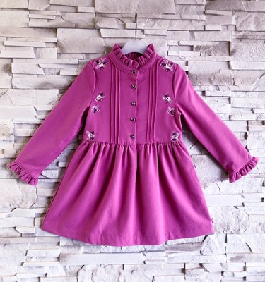 SERGENT MAJOR ROBE FILLE VIEUX ROSE, PETITS VOLANTS BRODERIES