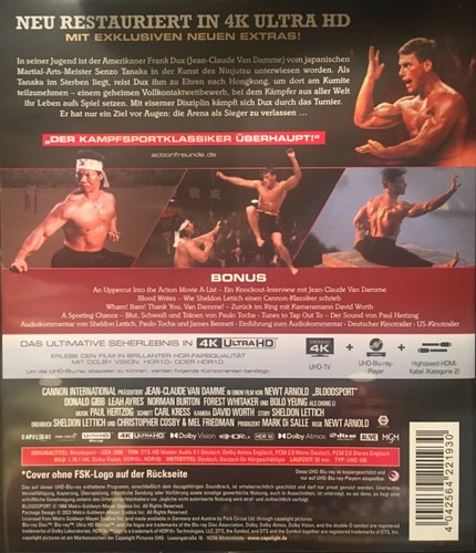 4K Ultra HD DVD Bloodsport Jean-Claude van Damme neu - Bild 2 von 2