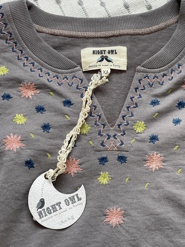 White Stuff XS NEW NIGHT OWL Boho Embroidered Jumper Grey Marl Sweatshirt Nelly - Picture 19 of 21