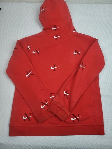 Nike Sportswear Hoodie Boys Extra Large Red AOP Swoosh Spellout Lightweight Flaw - Picture 6 of 8