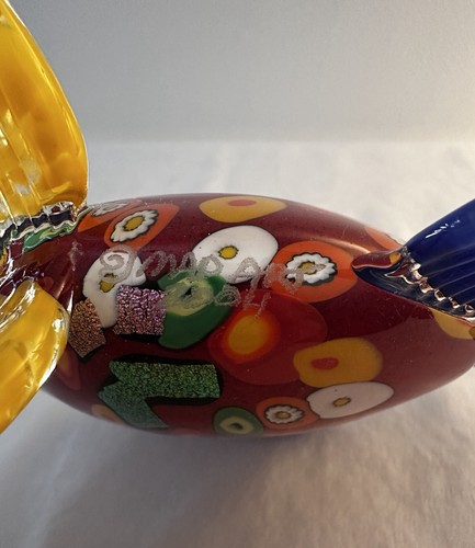 Pesce in vetro dicroico Mad Art con occhi Millefiori - firmato datato 2004 (4 3/4" alto) - Foto 7 di 11