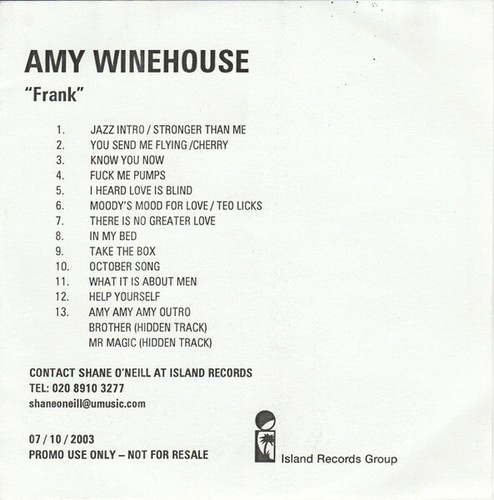 Amy Winehouse Frank CD Debut Album in Paper Sleeve 2003 - Imagen 4 de 4