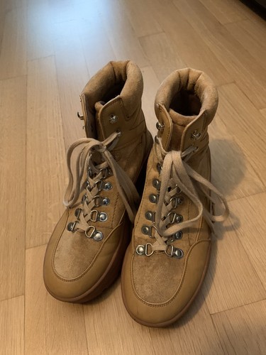 Stiefelette/ Boots mit Schnürung, Plateau, Gr. 37, Hellbraun - gut erhalten - Bild 2 von 6
