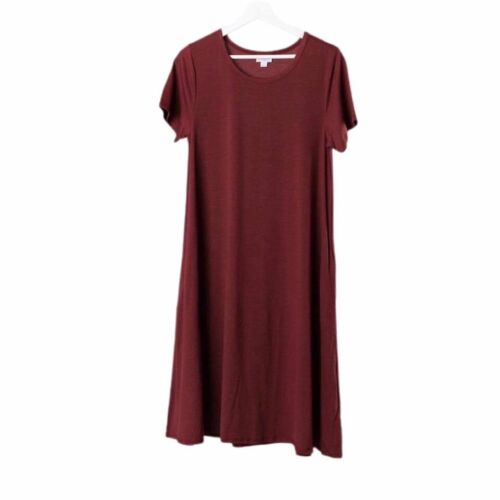 XS Small Womens LuLaRoe Jessie Pocket Dress Solid Dark Red Maroon