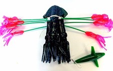 Squidnation Flippy Floppy Thing Trolling 9" Mauler Squids Chain DARK GREEN /PINK