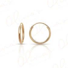 14k Yellow Gold Lightweight Endless Hoop Earrings (10-20x1.0mm)