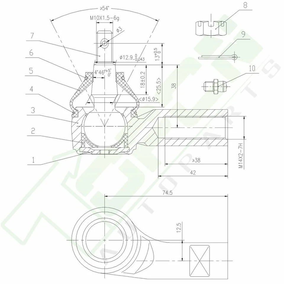 8x For 2000-2004 Ford Focus Front Suspension Kit Lower Control Arms Tie Rod Ends Foto 3 de 4