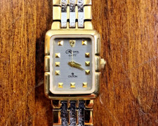Reliance by Croton Womens 23K Gold Plated Two Tone Rectangle Watch New Battery