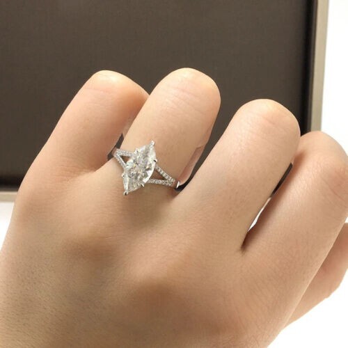 2,13 Karat Marquise Lab erstellt Diamant eleganter Damen-Verlobungsring 925 Silber - Bild 3 von 3
