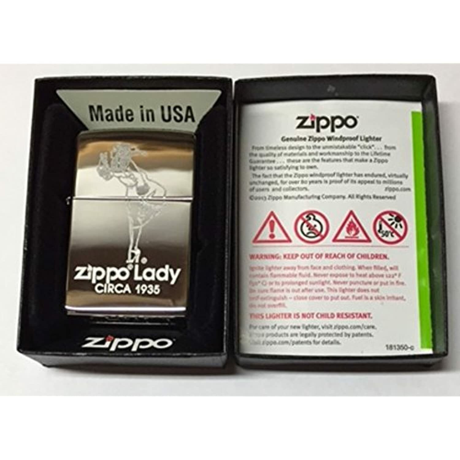 Zippo Lady Luster Etch High Polish Chrome Pocket Lighter