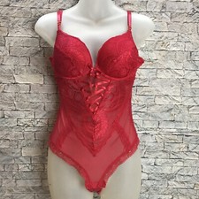 Black Fuchsia by Secret Lace LLC Red Lace Medium Teddy, Adjustable straps
