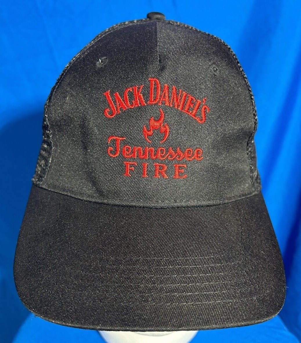 Jack Daniels 'Tennessee Fire' Black Mesh Trucker Hat Strapback Embroidered  Cap