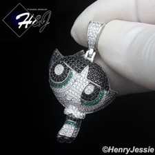 925 STERLING SILVER ICY BLING CZ 3D THE POWERPUFF GIRLS BUTTERCUP PENDANT SP511