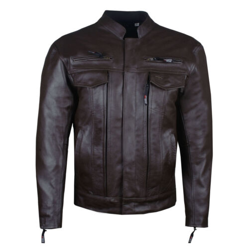 Chaqueta de motocicleta de cuero búfalo natural premium para hombre Commuter armadura CE - Imagen 4 de 20