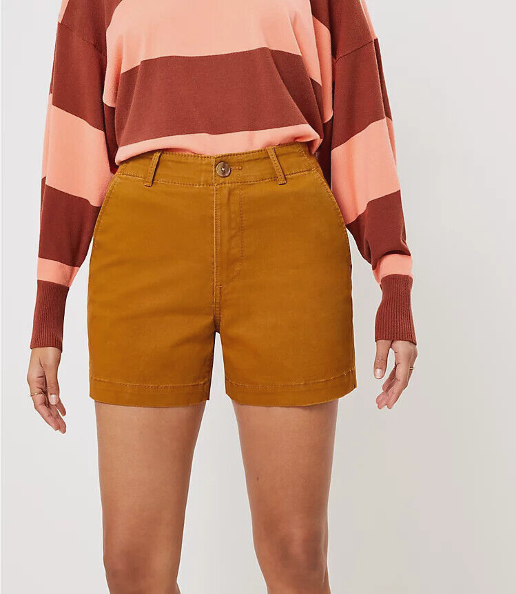 NEW Loft Size 8 Shorts Womens Chino Bronze Brown Casual Cottage Boho Coastal