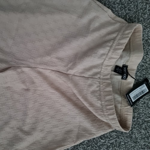 BNWT High Waist Honeycomb Textured Flare Pants Trousers Petite 10 Lightweight - Picture 2 of 5