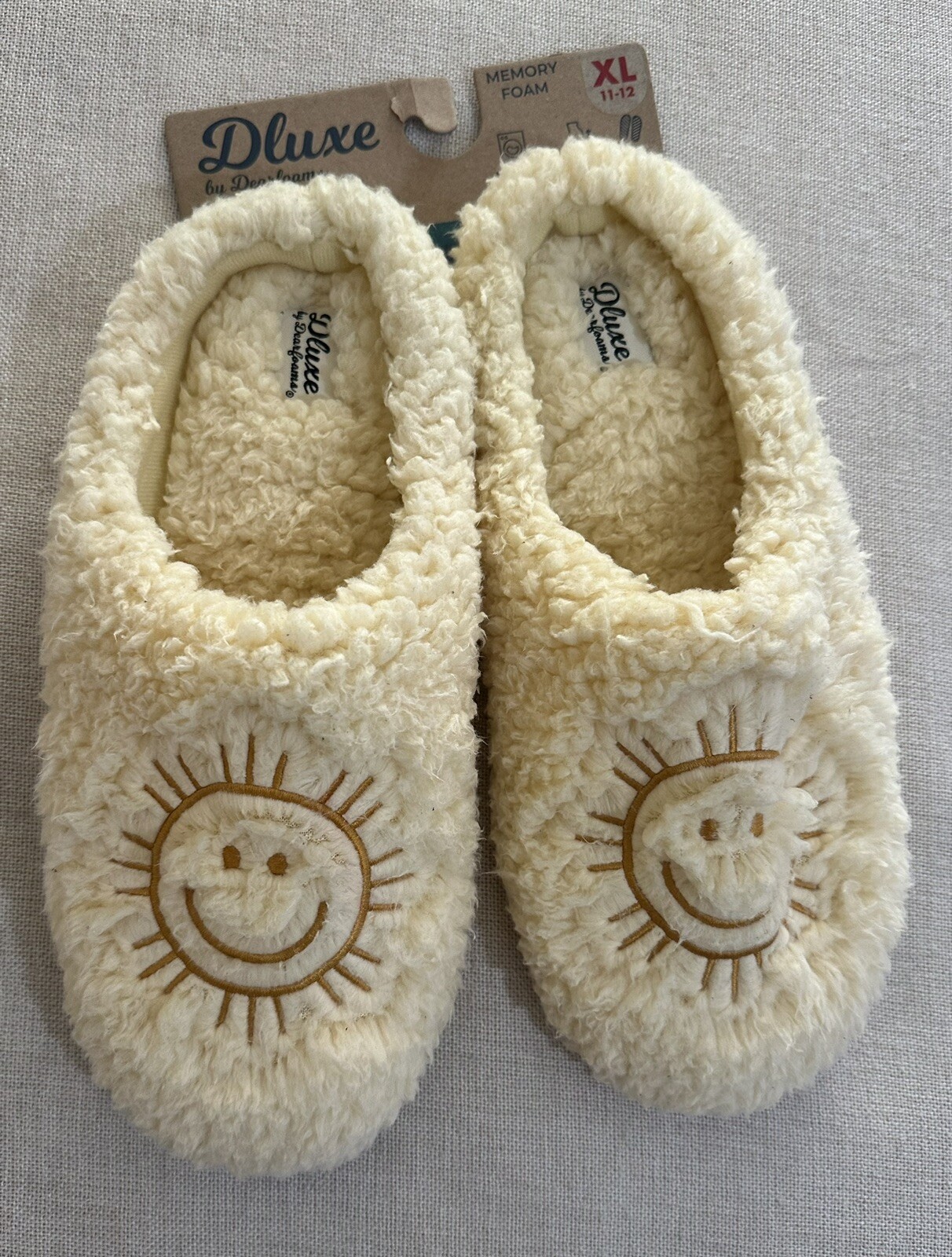 PANTOFOLA D’ORO Nuove ciabatte da donna Dluxe gialle faccine sorridenti sole camera da letto antiscivolo taglia XL