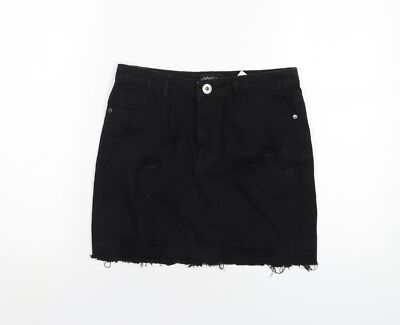 Denim Club Damen schwarz Baumwolle A-Linie Rock Größe 8 Reißverschluss
