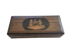Antique 19th Century Straw Marquetry Box - Pastoral Scene - Glove Box/Game