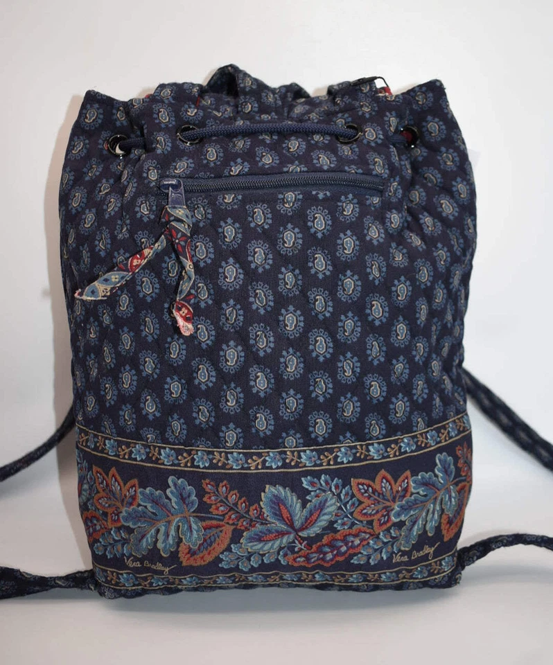 Vintage Vera Bradley Mimi Backpack in "Classic Navy -1998" Pattern - Image 4 of 4