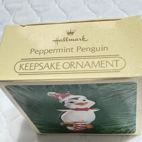 Peppermint Penguin`1983`Cute Penguin Riding Peppermint Candy Hallmark Ornament - Picture 6 of 6