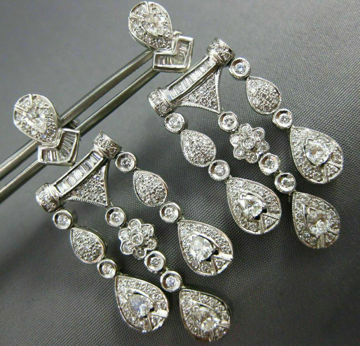 ESTATE LARGE 2.60CT DIAMOND 14K WHITE GOLD TEAR DROP