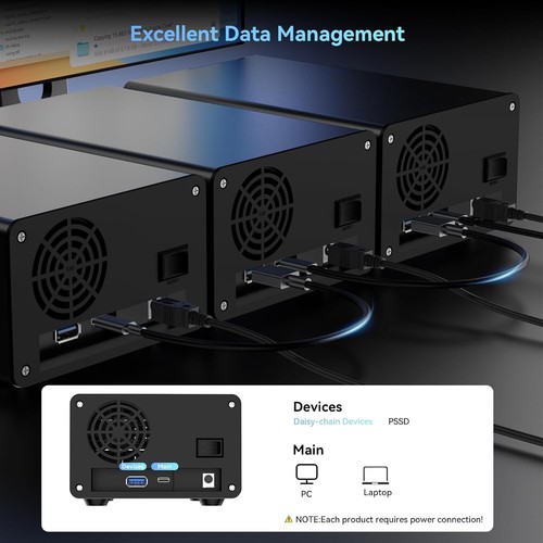 Efficient Cooling Dual Bay 10Gbps HDD/SSD Hard Drive Enclosure - Hot Swappable - Picture 9 of 15