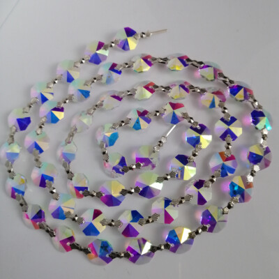 22Yard Crystal Octagon Bead 14mm AB Color Sliver Pin Chain DIY Chandelier Party