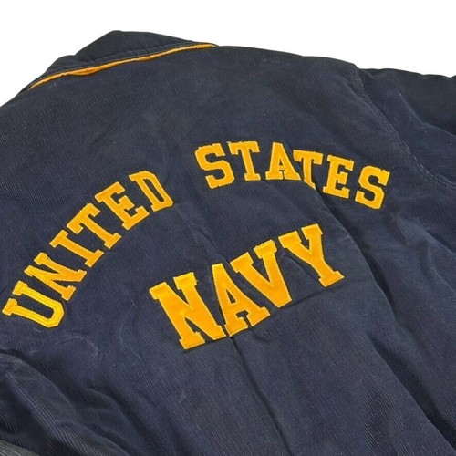 Vintage United States NAVY Corduroy Bomber Jacket on UNICORN Tag Blue Mens LARGE - Picture 6 of 14