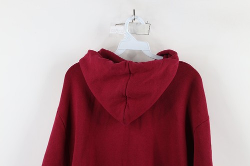 Vintage 90s Streetwear Mens XL Faded Blank Full Zip Hoodie Sweatshirt Red USA - Picture 12 of 13