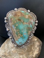 Native Mens Royston Turquoise Navajo Sterling Silver Cuff Bracelet 1415