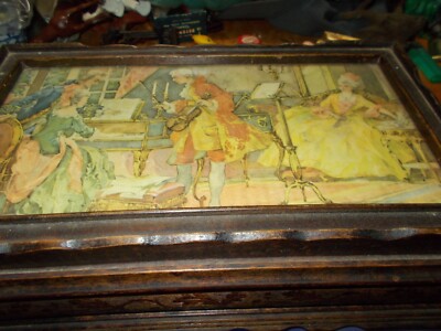 Vintage Wooden Picture Frame Jewelry Box with Glass top