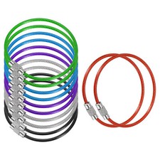6.3 Inch Wire Keychain Cable, 12 Pack Key Ring Loop, Multicolor
