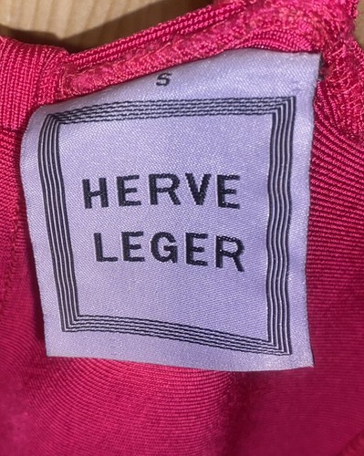 HERVE LEGER Pink Slit Hem Bodycon Size Small Dress - Picture 5 of 7