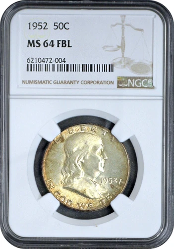 1952 Franklin Half Dollar 50C NGC MS64 FBL Choice Uncirculated Full Bell Lines