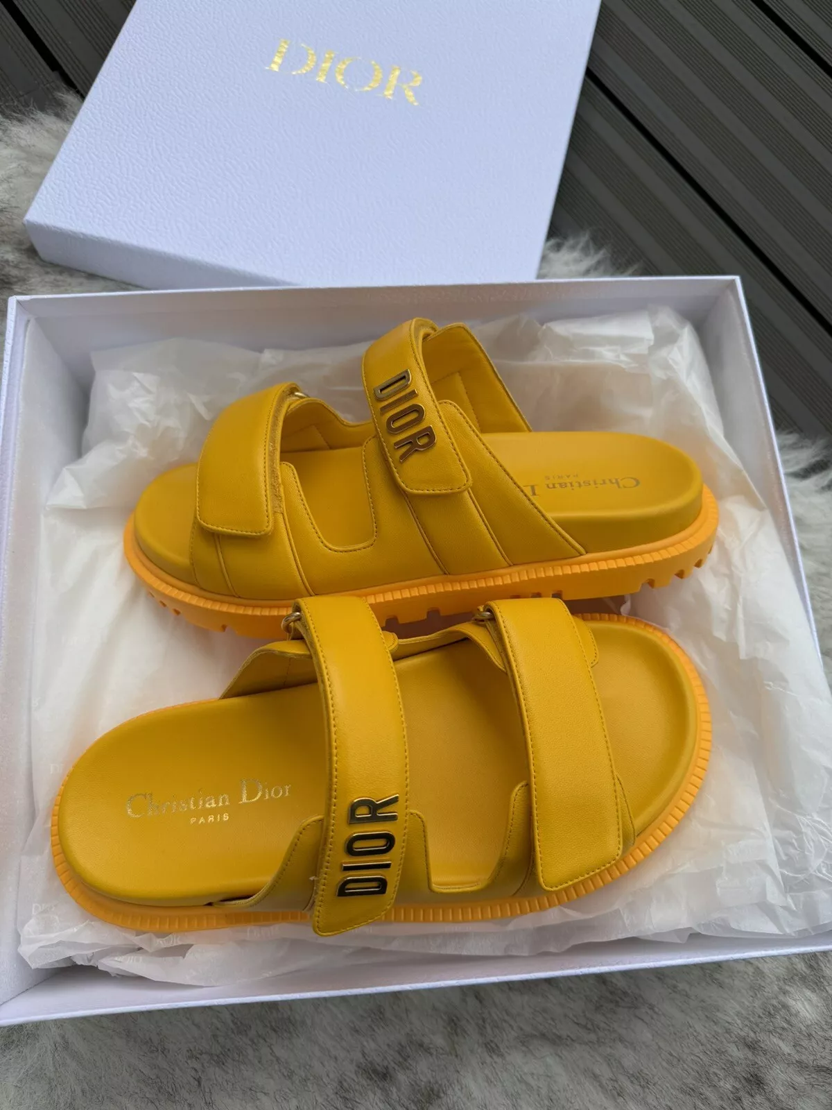 Sandales Christian DIOR Dioract   Jaune   Taille UK4,5 US7 EU37,5   100 % authentiques