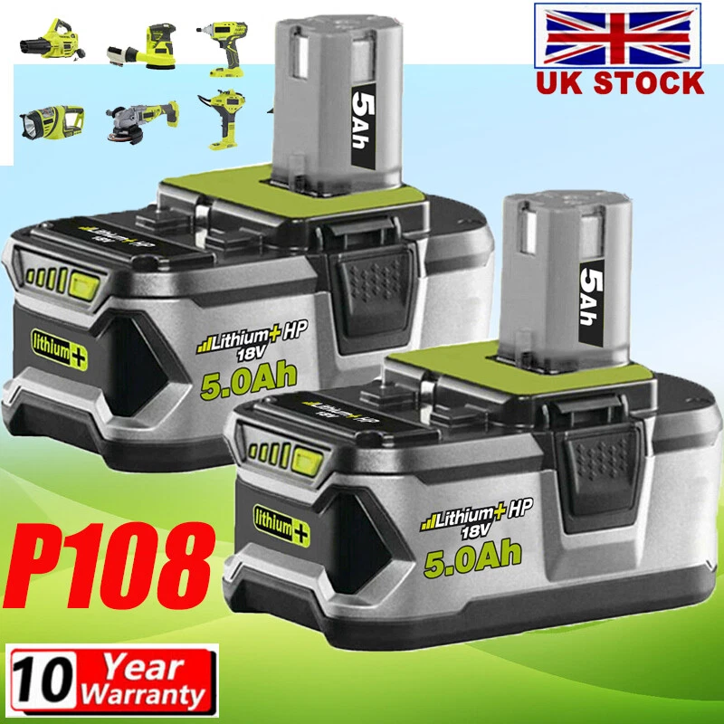 2X For RYOBI P108 18V One Plus High Capacity 5.0Ah Battery Lithium Ion RB18L50