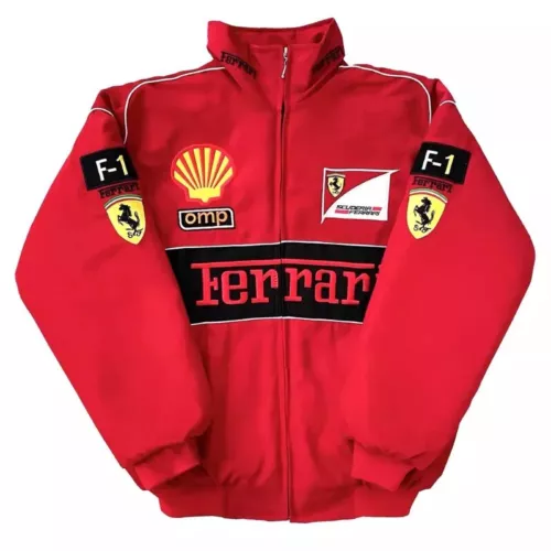 NEU Erwachsene Rennjacke Vintage, Ferrari Jacke, bestickte Baumwolle wattiert heiß - Bild 9 von 36