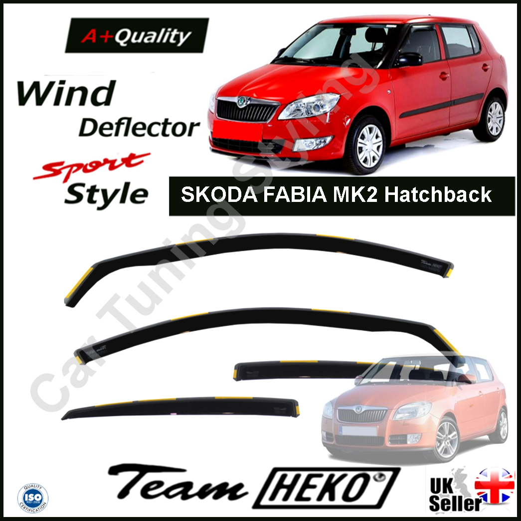 SKODA FABIA MK2 Hatchback 5doors 20072014 4pc Wind Deflectors HEKO