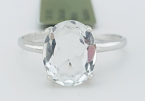 GENUINE 2.65 Cts WHITE SAPPHIRE SOLITAIRE RING 10K WHITE GOLD - Free Certificate