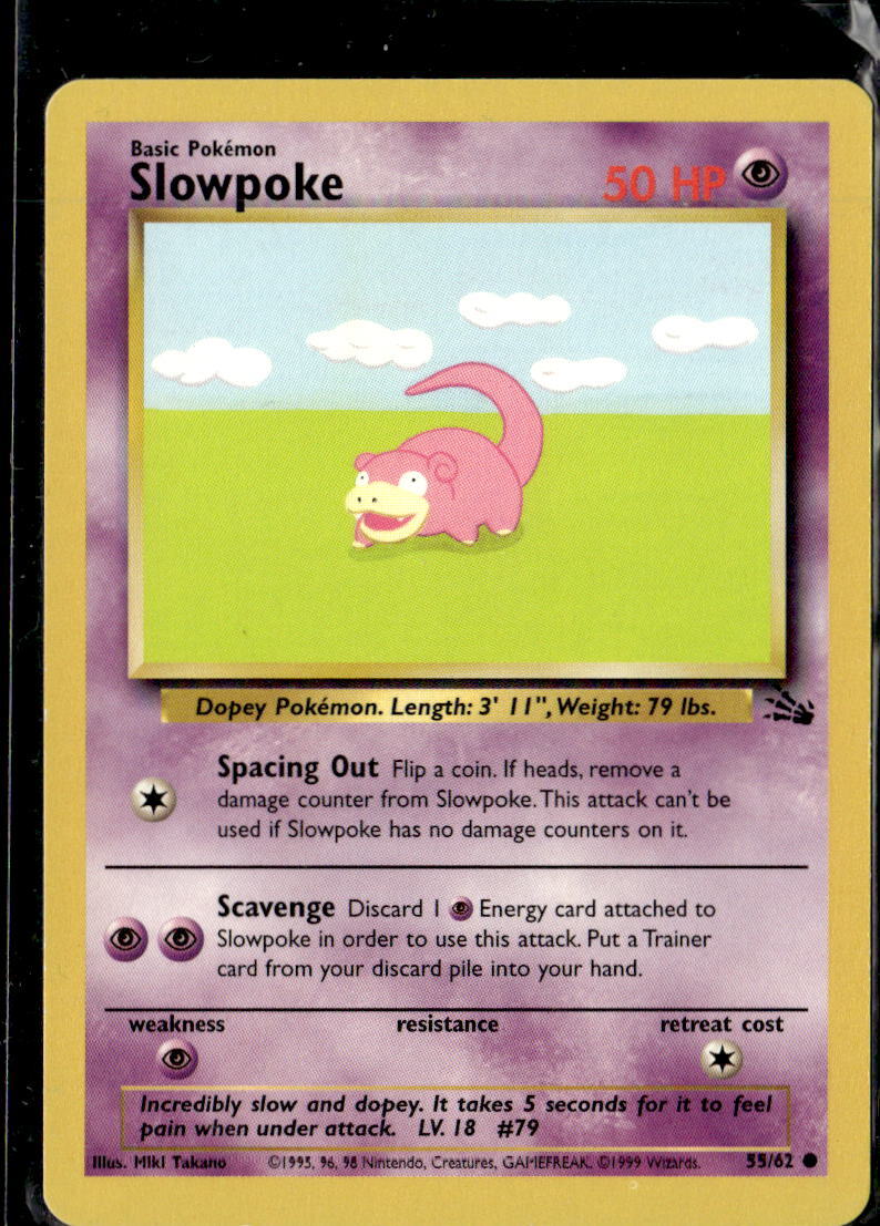 Pokemon Slowpoke 55/62 Fossil  Non Holo Common  2 Card Lot LP