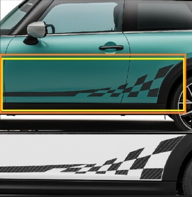 R57 MINI Cooper S JCW John Cooper Works Vinyl Seitenschweller Karierte Flagge Carbon
