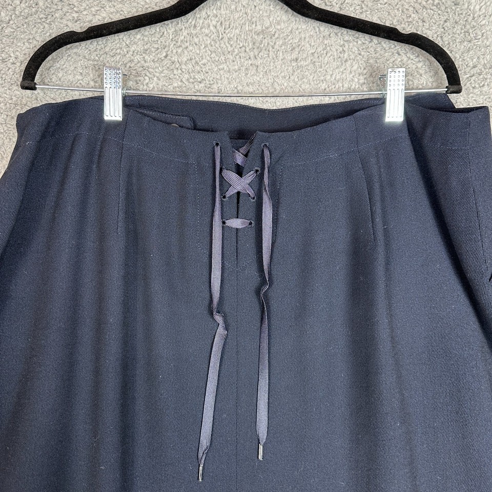 Vintage Lauren Ralph Lauren Worsted Wool Maxi Skirt Size 16 Navy Modest