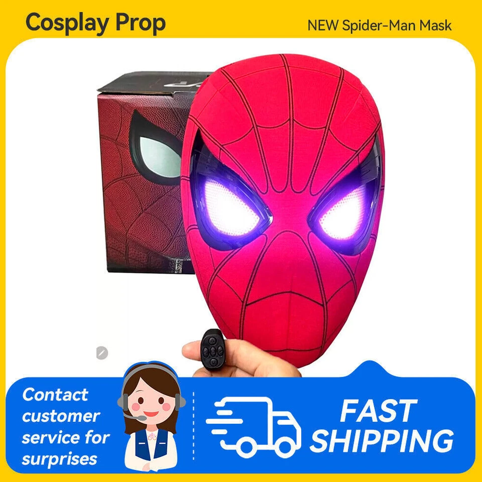 Spider-Man Maske bewegliche  Cosplay Requisite Fernbedienung Ring blinzeln Augen - Bild 2 von 4