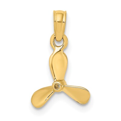 10k Yellow Gold 3-D with 3 Blades Propeller Charm Pendant 0.51gm L-0.58 Inch